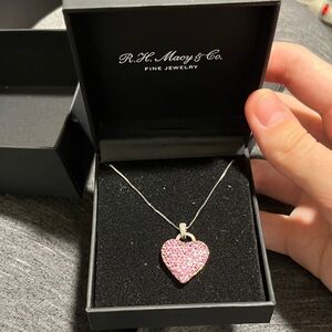 Macy's Pink Sapphire and Diamond Heart Necklace